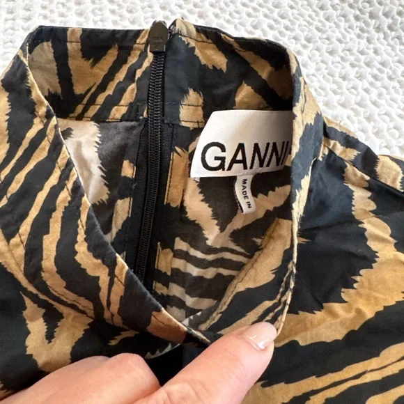 Ganni Black and Tan Mini Dress Zebra Print - Picture 4 of 6